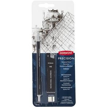 DERWENT Precision Mechanical Pencil Set 0.5 mm HB, 15 ceruziek v balení + 3 gumy (2302428)