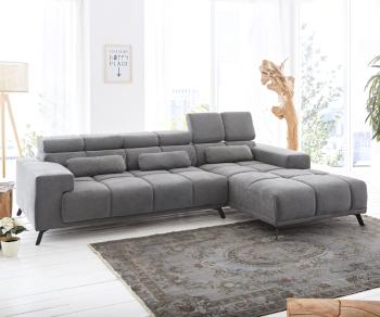 Rohová sedací souprava Ordino 285x200 Mikrovlákno Šedá Otoman Pravý