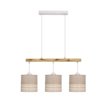 Závesná lampa Izotto biela 3x60W E27 béžové tienidlo