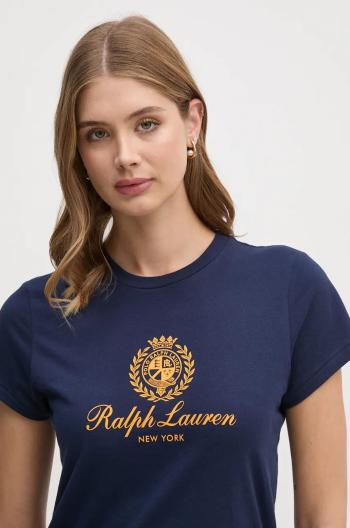 Bavlnené tričko Polo Ralph Lauren dámske, tmavomodrá farba, 211952901