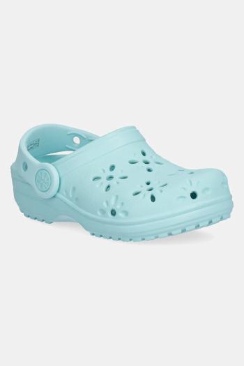 Šľapky Crocs CLASSIC FLORAL CUT OUT CLOG KIDS tyrkysová farba, 210944