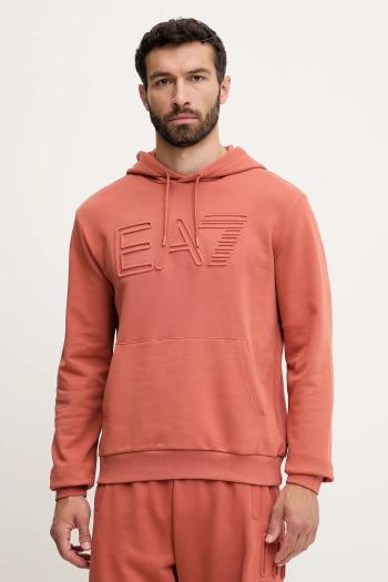 Mikina EA7 Emporio Armani oranžová farba, s kapucňou, jednofarebná, AF10432.7M000152