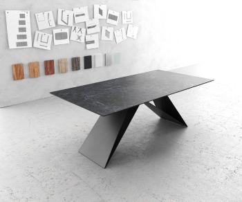 Jedálenský stôl Edge 200x100cm Laminam® keramický sivý podstavec