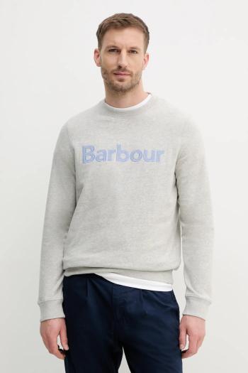 Bavlnená mikina Barbour Pique Applique Crew Sweatshirt pánska, šedá farba, melanžová, MOL0670