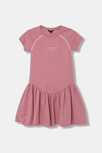Dievčenské šaty Guess ružová farba, mini, áčkový strih, J5YK16 KCY62
