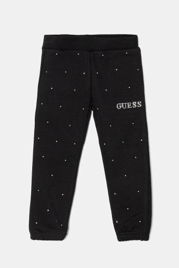 Detské tepláky Guess čierna farba, s nášivkou, J5RQ13 KCLJ0