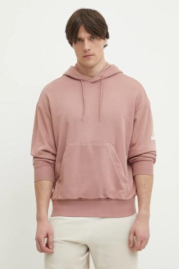 Mikina adidas Essentials pánska, ružová farba, s kapucňou, jednofarebná, JF3598