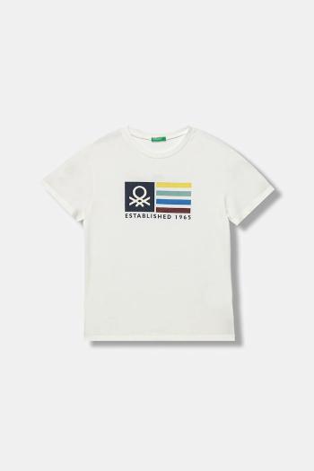 Detské bavlnené tričko United Colors of Benetton biela farba, s potlačou, 3I1XC10Q4