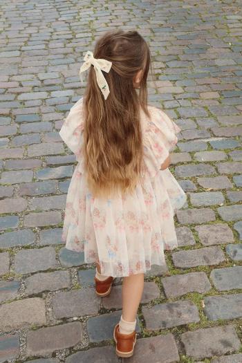 Dievčenské šaty Konges Sløjd ADA FAIRY DRESS GRS béžová farba, mini, áčkový strih, KS103057