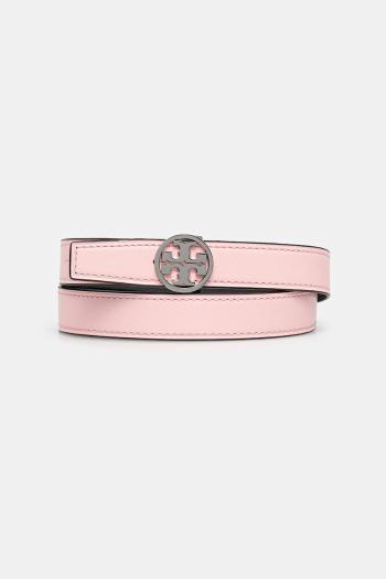 Obojstranný kožený opasok Tory Burch Miller Smooth Reversible dámsky, ružová farba, 159072-650