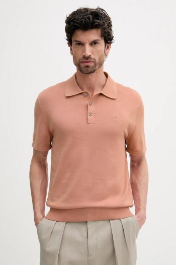 Bavlnené polo tričko Calvin Klein oranžová farba, jednofarebné, LV04LC326G