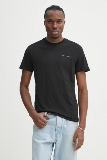 Bavlnené tričko Tommy Jeans pánske, čierna farba, jednofarebné, DM0DM21188
