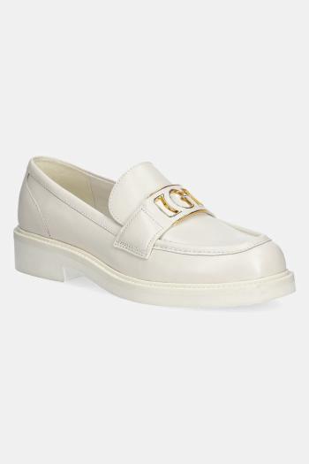 Kožené mokasíny Guess SHUTTLE dámske, béžová farba, na platforme, FLPSHU LEA14