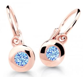 Cutie Jewellery Detské náušnice z ružového zlata C2589-10-X-4 svetlo modrá