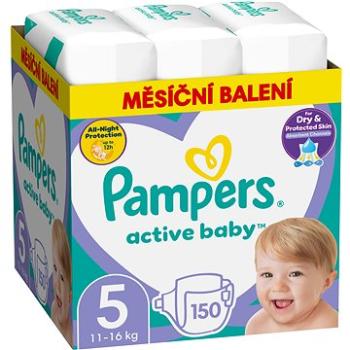 PAMPERS Active Baby veľkosť 5 Junior (150 ks) – mesačné balenie (8001090910981)