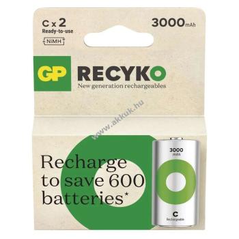 GP ReCyko Ni-MH akku HR14 bébi akku (C), 3000mAh 2db/csomag - Kiárusítás!