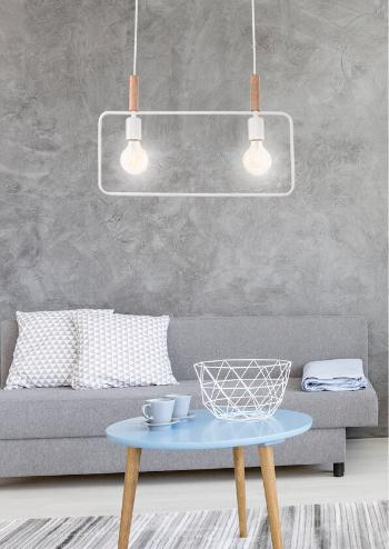 Závesná lampa biela s nastaviteľnou výškou 2x60W E27 rám