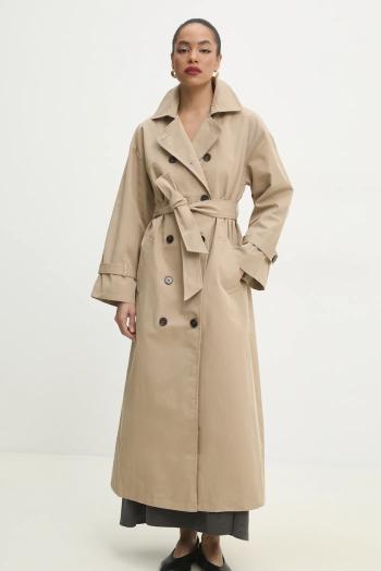 Trenčkot Answear.LAB dámsky, béžová farba, prechodný, oversize