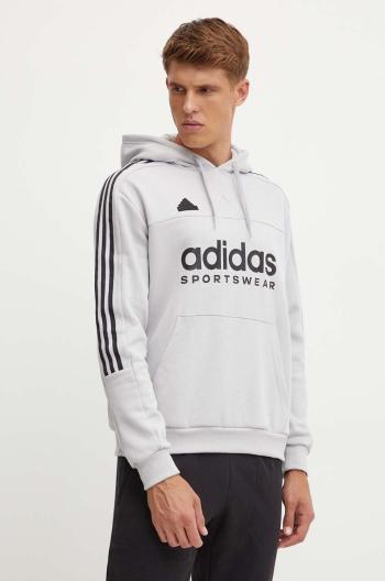 Mikina adidas Tiro pánska, šedá farba, s kapucňou, s potlačou, IW5939