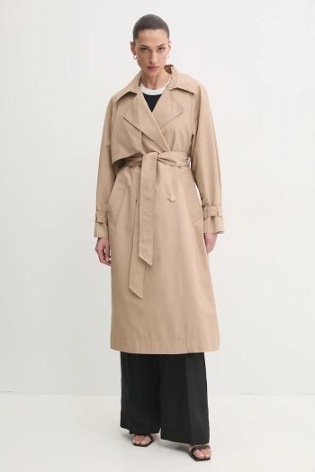 Trenčkot Liu Jo dámsky, béžová farba, prechodný, oversize, WA5477.T3508