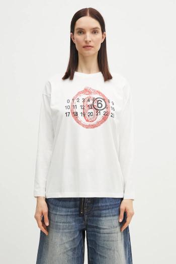Bavlnené tričko s dlhým rukávom MM6 Maison Margiela dámske, biela farba, S62GD0197