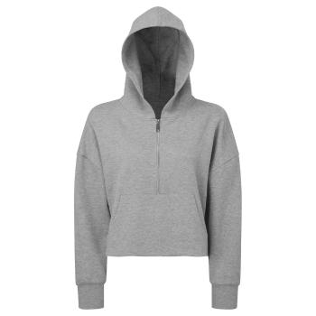 TriDri® Dámska mikina s 1/2 zipsom a kapucou - Šedý melír | L/XL