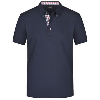 James & Nicholson Elegantná pánska polokošeľa JN964 - Tmavomodrá / červeno-tmavomodro-biela | XXXL