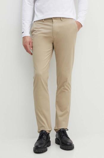 Nohavice Tommy Hilfiger pánske, béžová farba, rovné, MW0MW28884