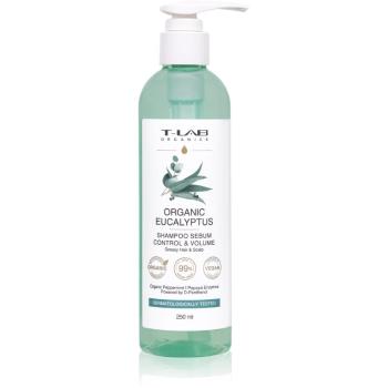 T-LAB Organics Eucalyptus Sebum Control & Volume Shampoo šampón pre mastnú vlasovú pokožku s upokojujúcim účinkom 250 ml