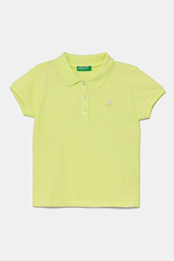 Detské polo tričko United Colors of Benetton zelená farba, s golierom, 3WG9G300A