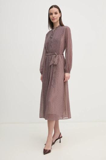 Šaty Tommy Hilfiger bordová farba, midi, áčkový strih, WW0WW44007