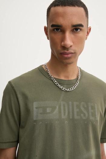 Tričko Diesel T-ADJUST-R13 T-SHIRT pánske, zelená farba, s potlačou, A16428.0LJBS