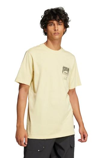 Bavlnené tričko adidas Originals Trefoil Series Fashion Elevated pánske, žltá farba, s potlačou, JP0197