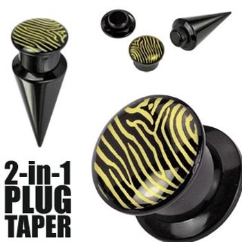  Plug a taper - zebrovaný vzor v žlto-čiernej kombinácii - Hrúbka: 3 mm