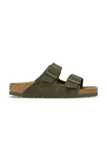 Semišové šľapky Birkenstock Arizona pánske, zelená farba, 1025657