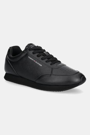 Tenisky Tommy Hilfiger LO RUNNER PU MIX pánske, čierna farba, FM0FM05419