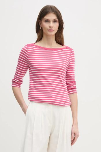 Bavlnené tričko s dlhým rukávom United Colors of Benetton ružová farba, 30YSD109W