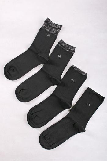 Čierne ponožky CK Women Sock 4P Lurex Holiday Pack - štvorbalenie