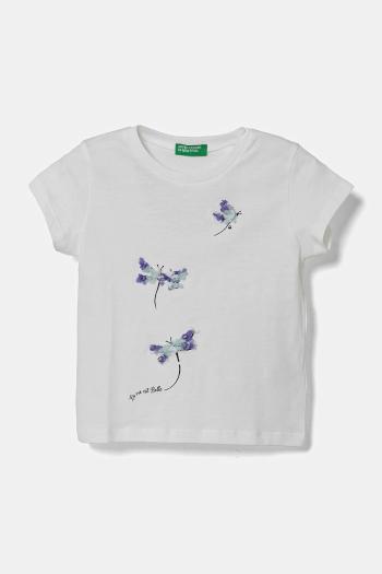 Detské bavlnené tričko United Colors of Benetton biela farba, 3I1XG10J1