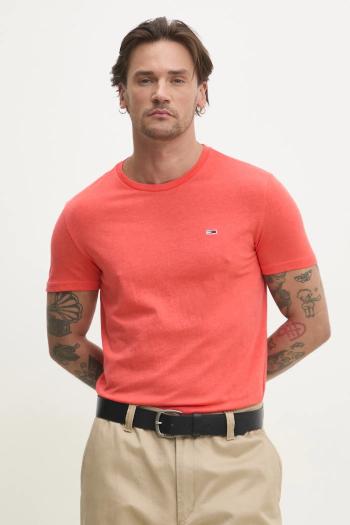 Tričko Tommy Jeans pánske, oranžová farba, jednofarebné, DM0DM20363