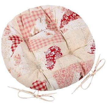Bellatex EMA okrúhly prešívaný – priemer 40 cm – patchwork srdce ružové (4630)