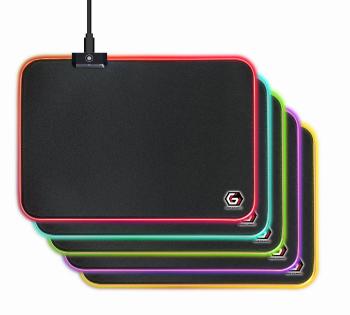 Podložka pod myš látková černá, MP-GAMELED-M, USB, RGB podsvícení, herní, 250x350mm