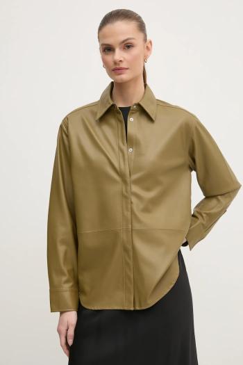Košeľa Calvin Klein Jeans dámska, zelená farba, regular, s klasickým golierom, J20J224868