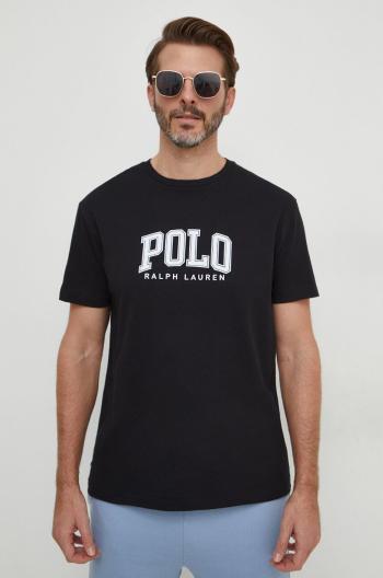 Bavlnené tričko Polo Ralph Lauren pánske,čierna farba,s potlačou,710934714