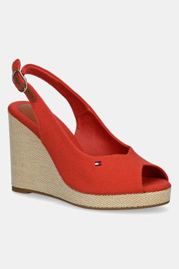 Sandále Tommy Hilfiger FLAG HIGH WEDGE ESPAD SLINGBACK červená farba, FW0FW08597