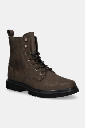 Topánky Calvin Klein Jeans EVA BOOT MID LACEUP REBELLIOUS pánske, hnedá farba, YM0YM01071