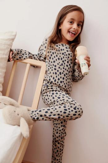 Detské legíny Liewood Marien Printed Rib Leggings béžová farba, vzorované, LW20353