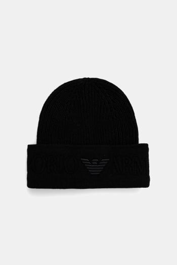 Vlnená čiapka Emporio Armani čierna farba, EM003750 AF19896