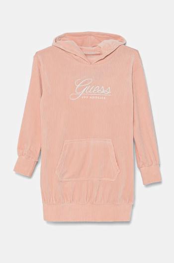Dievčenské šaty Guess ružová farba, midi, rovný strih, K4BK12 KCH92