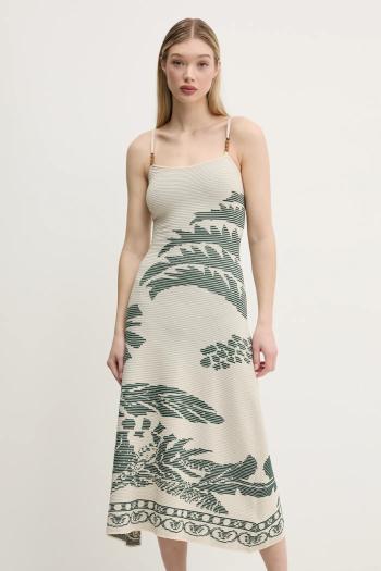 Šaty Desigual MARSELLA béžová farba, maxi, áčkový strih, 25SWVF11